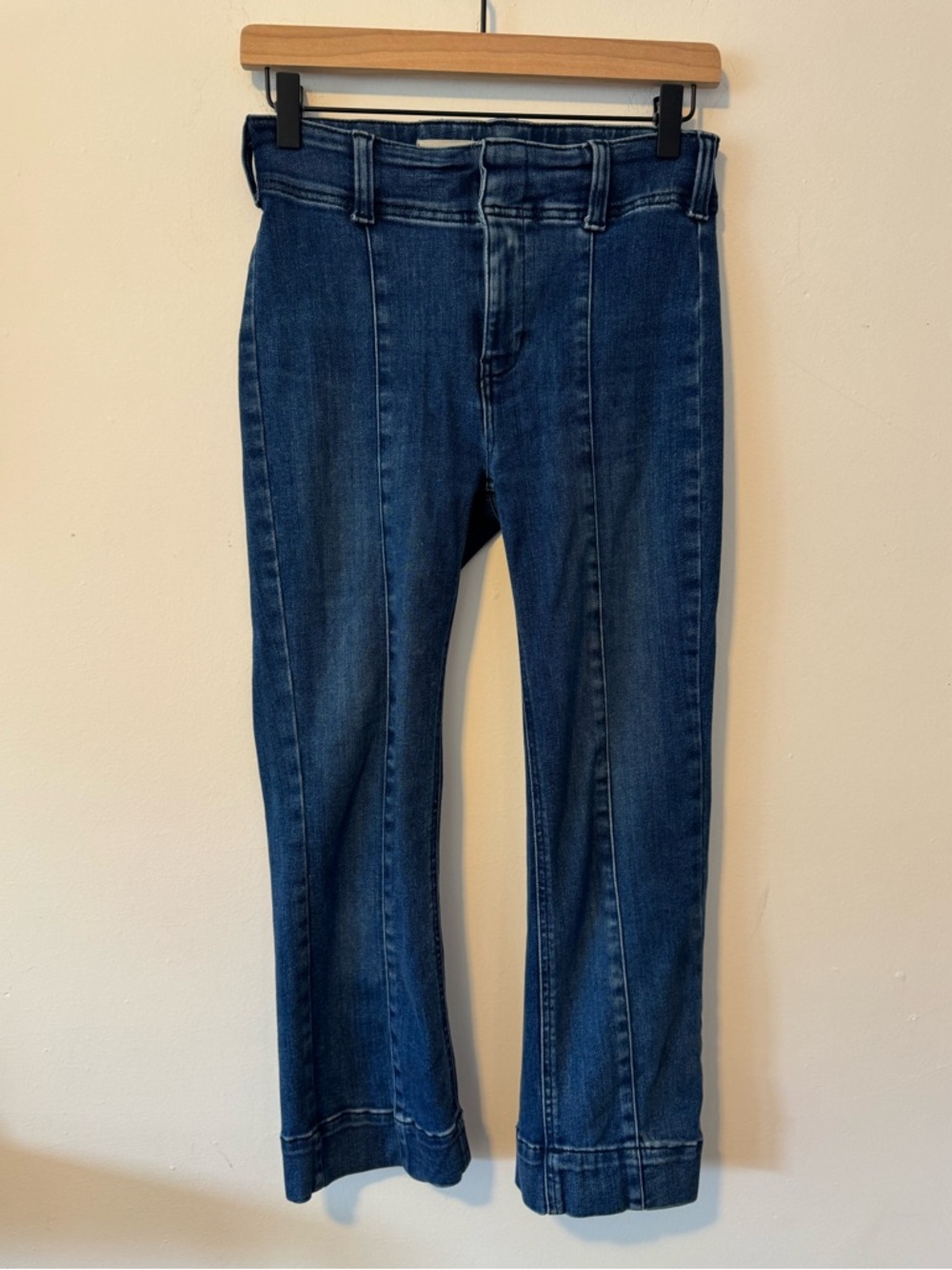 Pilcro Dark Blue Flared Jeans with Front Seam